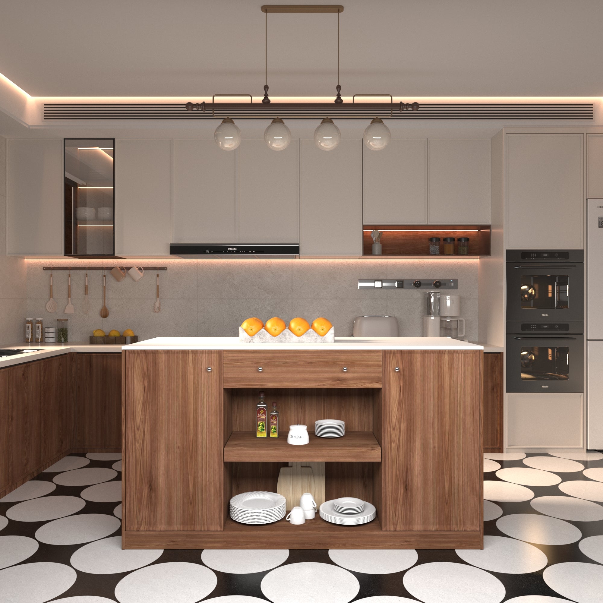 64“Small Kitchen Island with Expandable Dining table and Hidden Storage