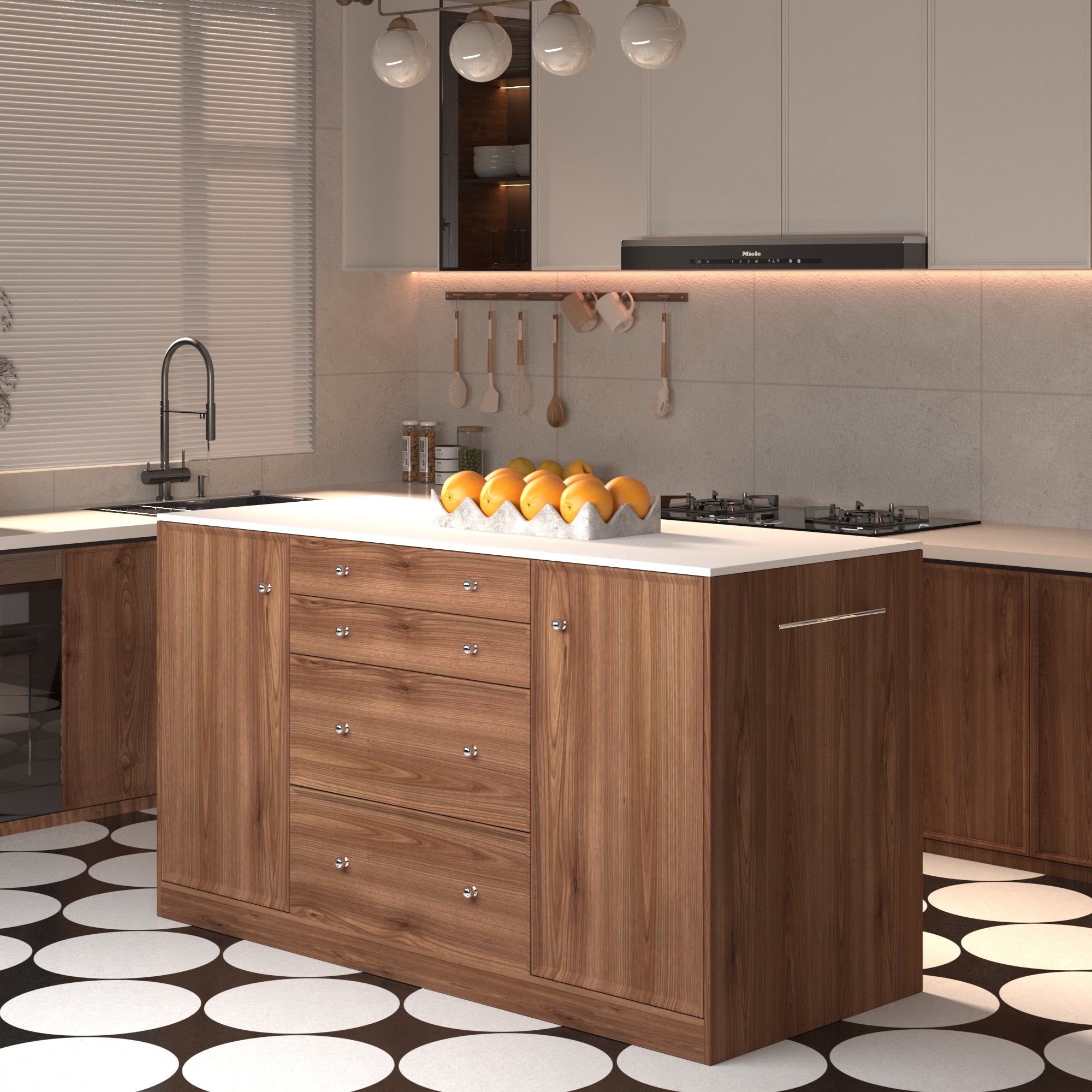 64“Small Kitchen Island with Expandable Dining table and Hidden Storage