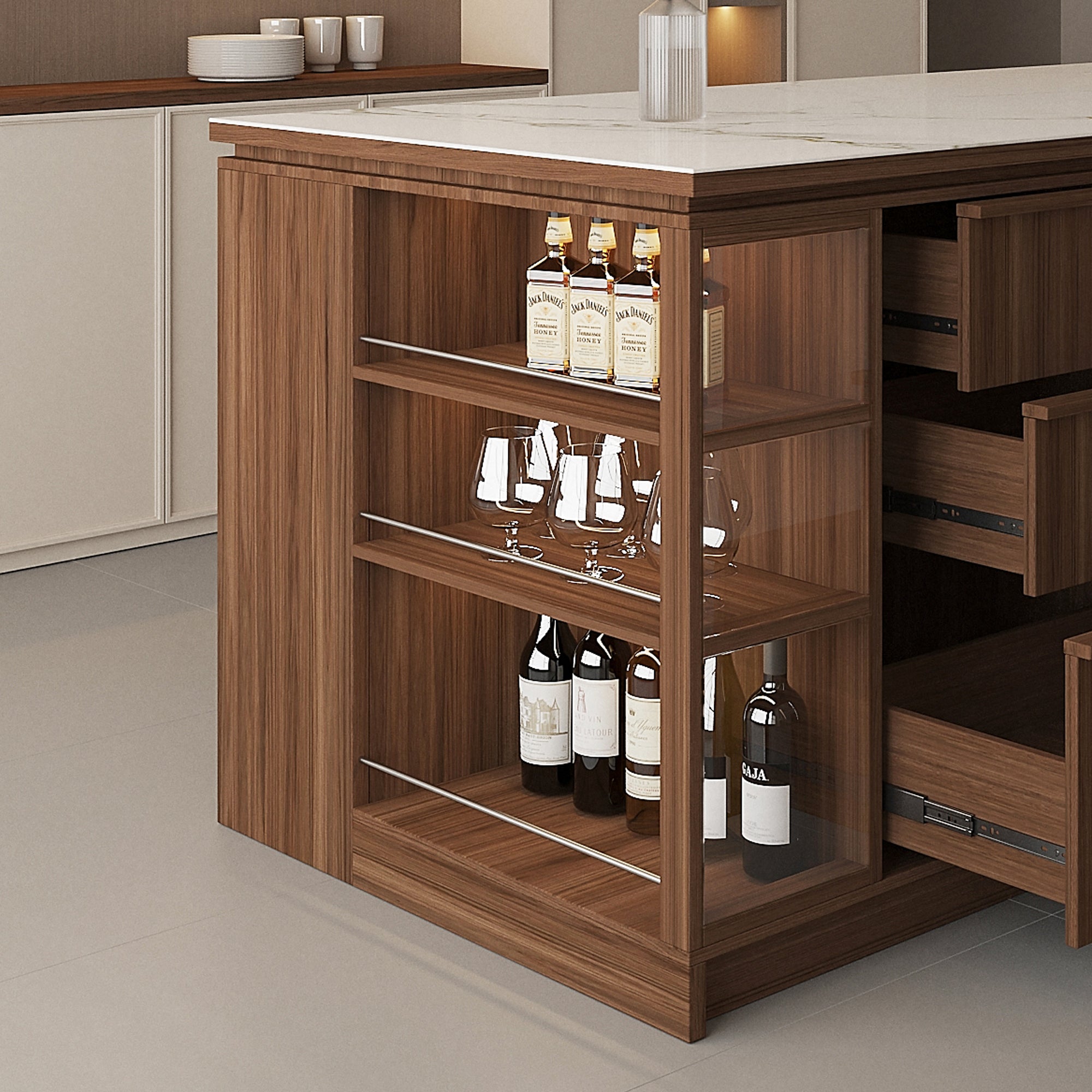 “Archchic 72'' Kitchen Island with Storage, Drawers & Bar Seating – Modern Ergonomic Island for Cooking, Dining & More”