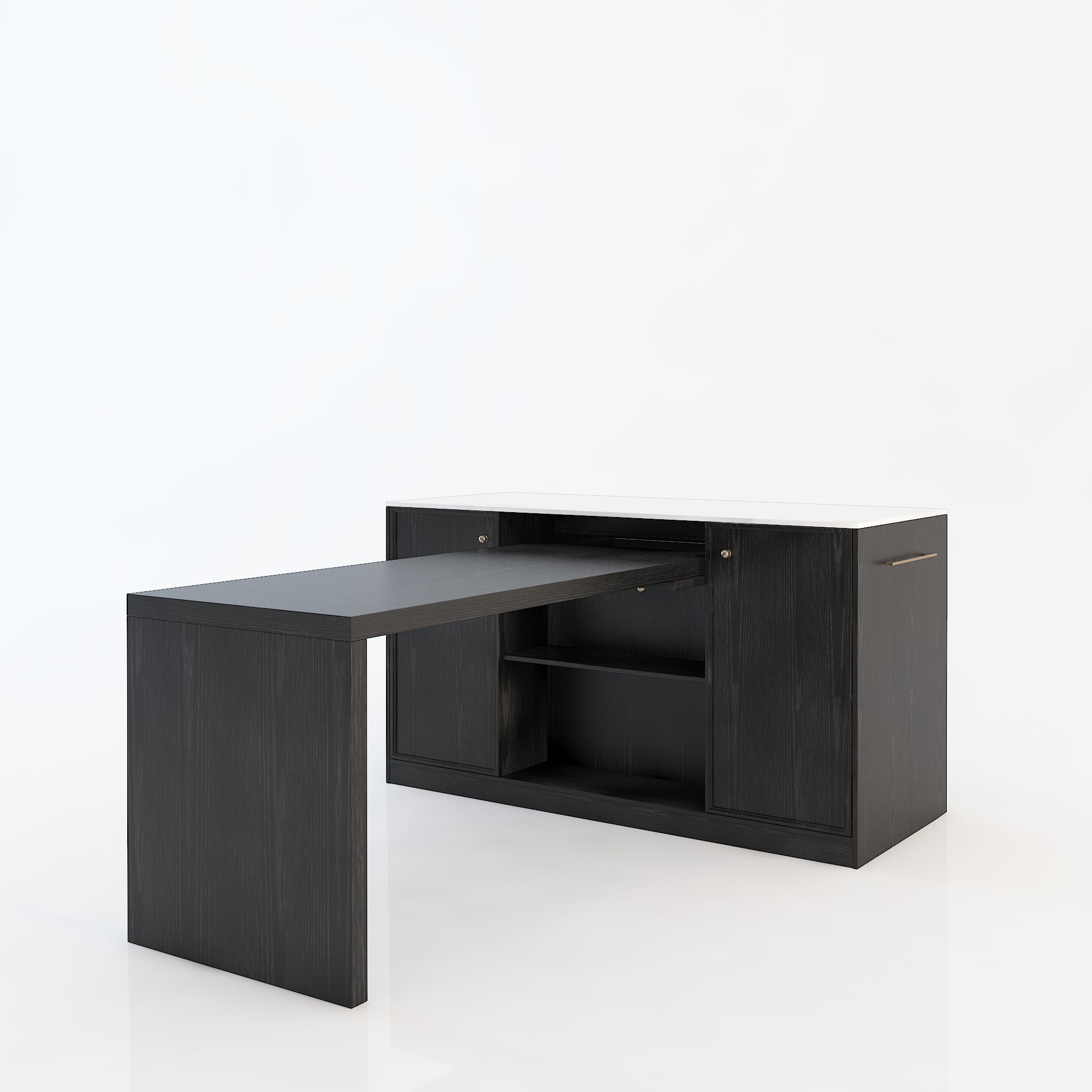 64"Mid-Century Style Kitchen Island with Sintered Stone Top