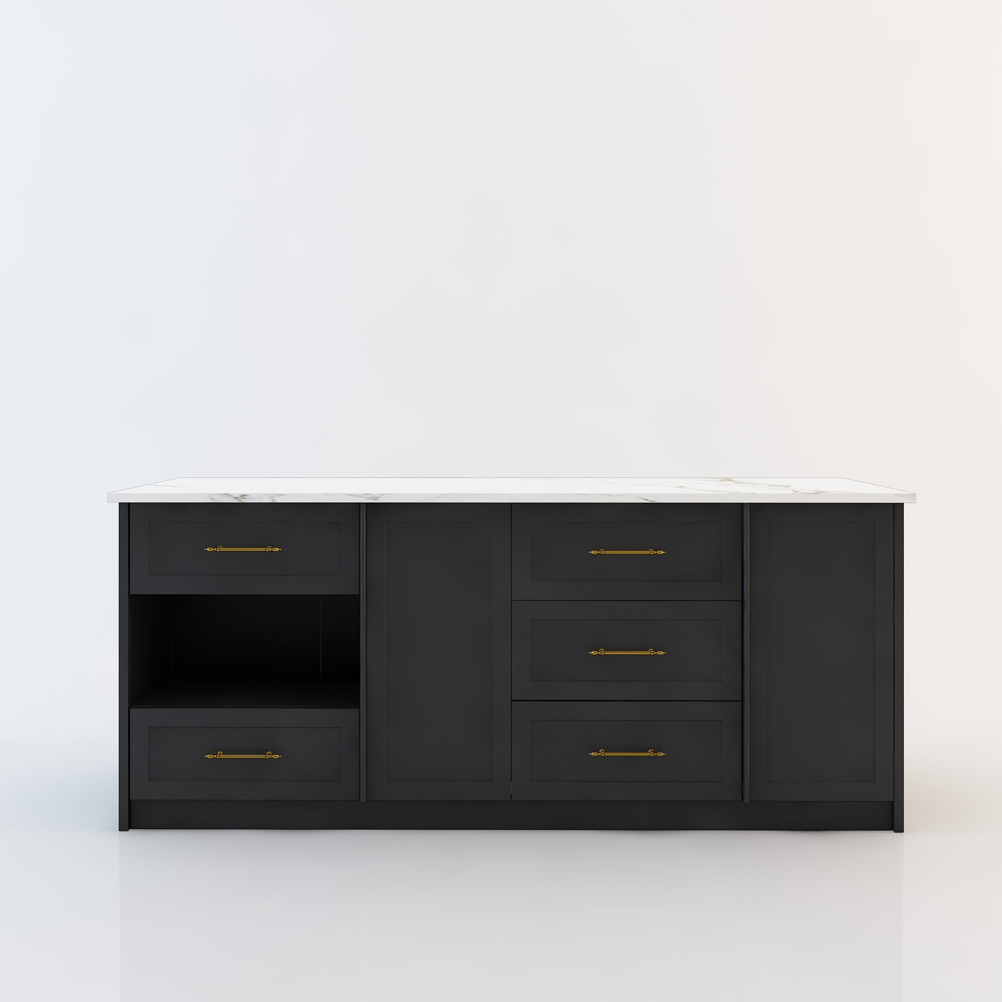 80 inch Large kitchen island with microwave shelf,For French and luxury spaces.