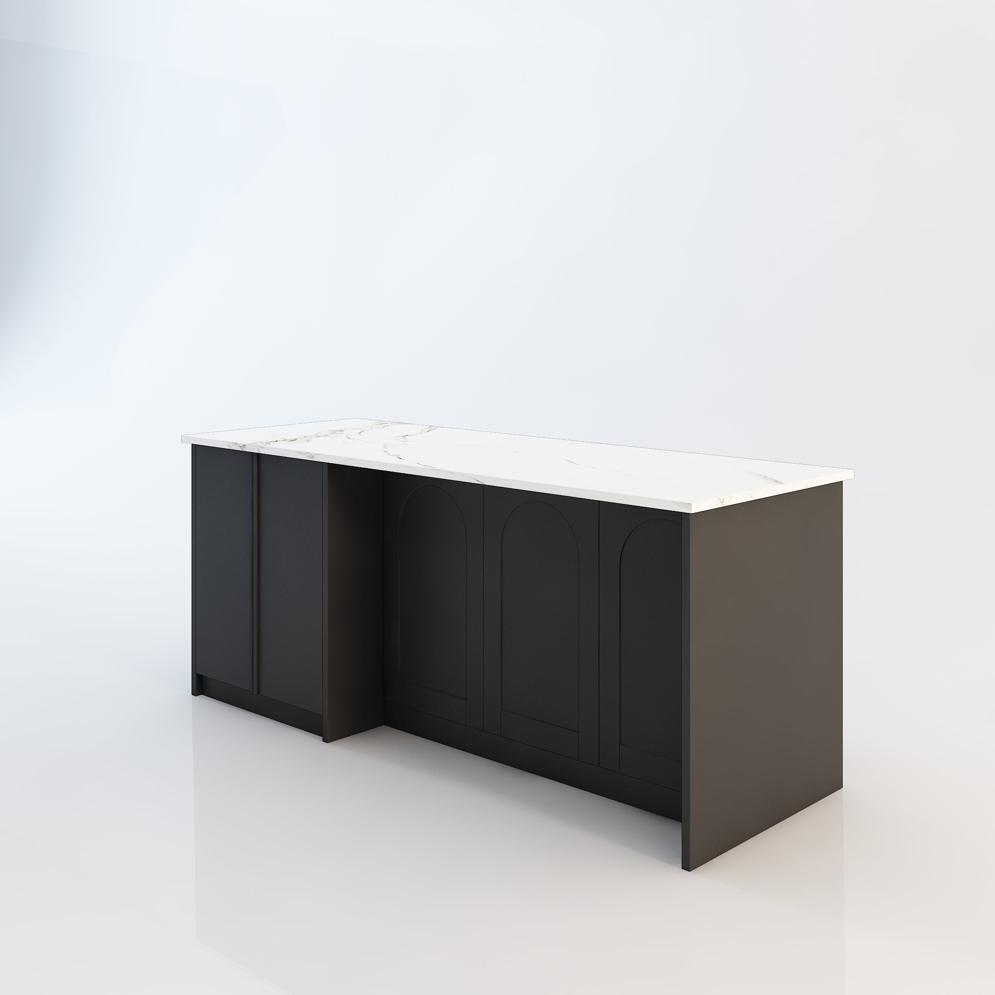 80 inch Large kitchen island with microwave shelf,For French and luxury spaces.