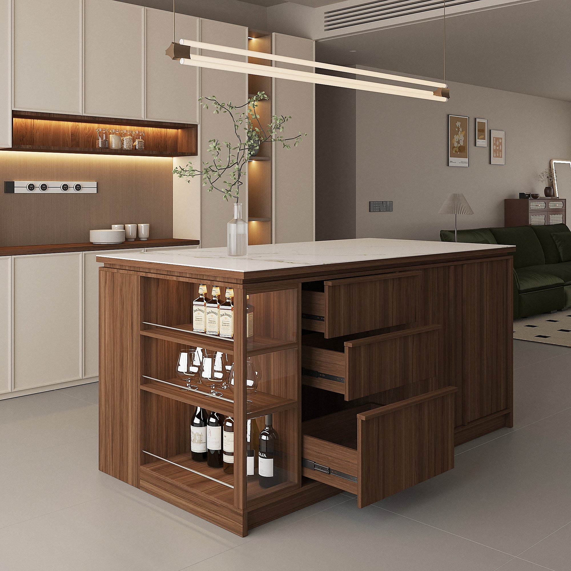 “Archchic 72'' Kitchen Island with Storage, Drawers & Bar Seating – Modern Ergonomic Island for Cooking, Dining & More”