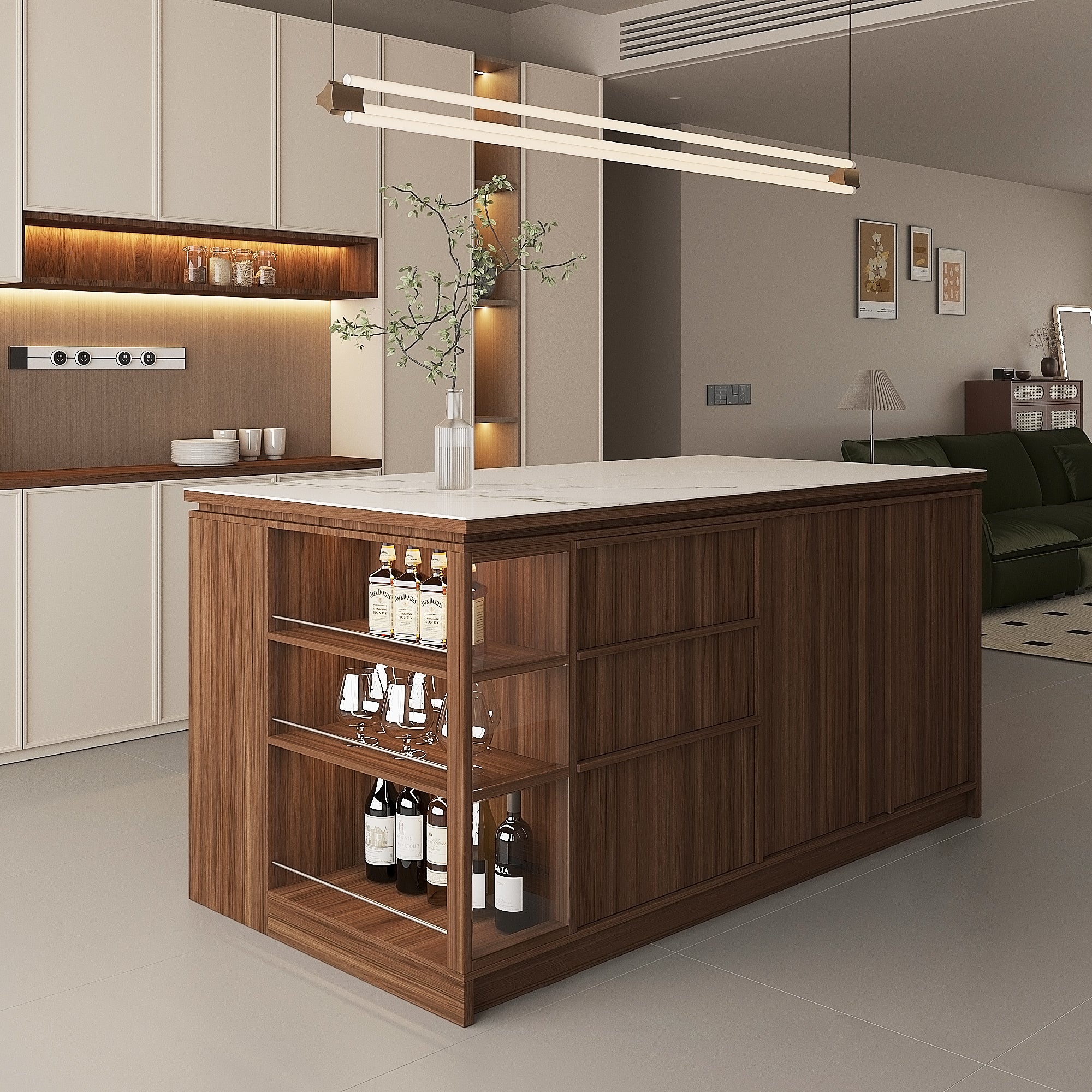 “Archchic 72'' Kitchen Island with Storage, Drawers & Bar Seating – Modern Ergonomic Island for Cooking, Dining & More”