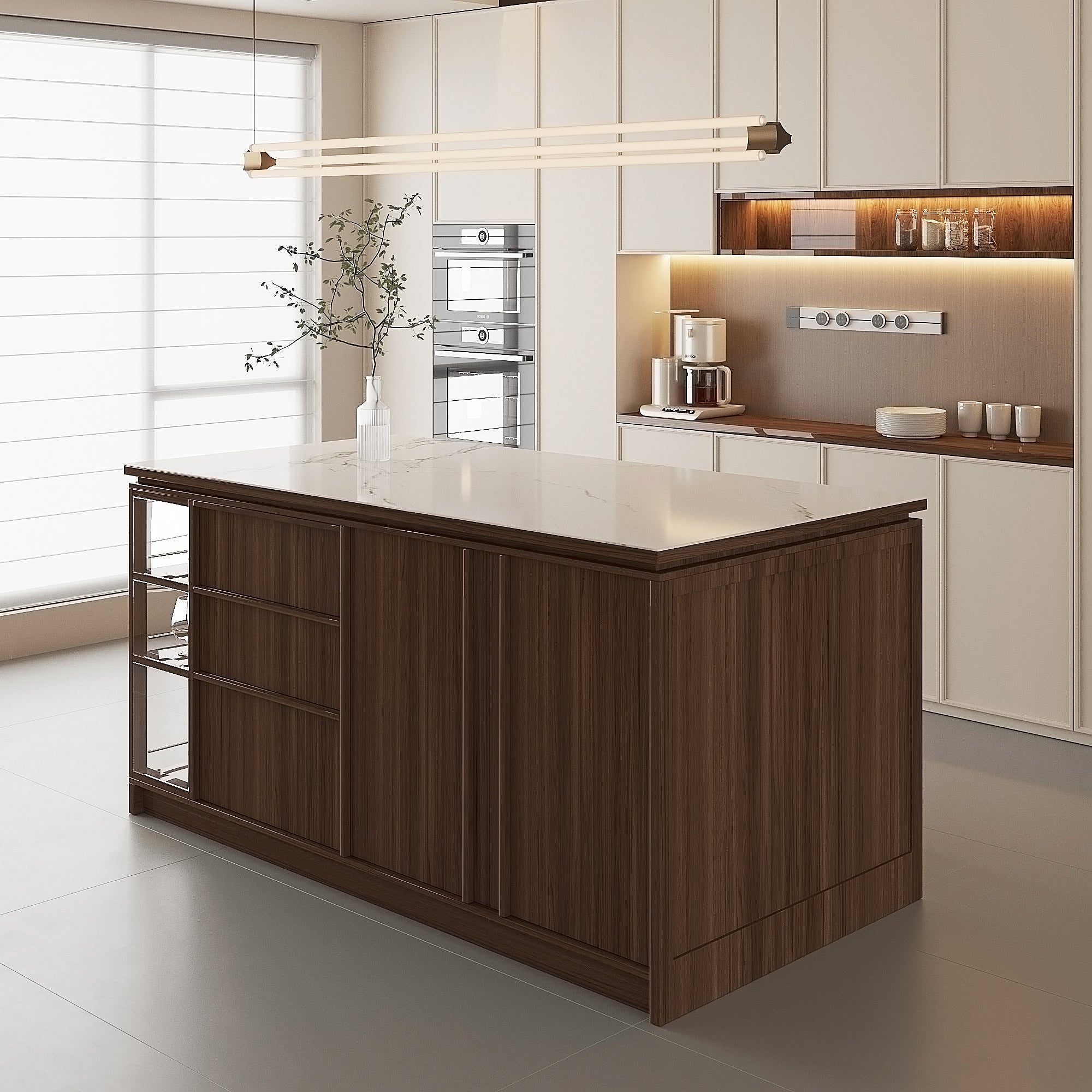 “Archchic 72'' Kitchen Island with Storage, Drawers & Bar Seating – Modern Ergonomic Island for Cooking, Dining & More”