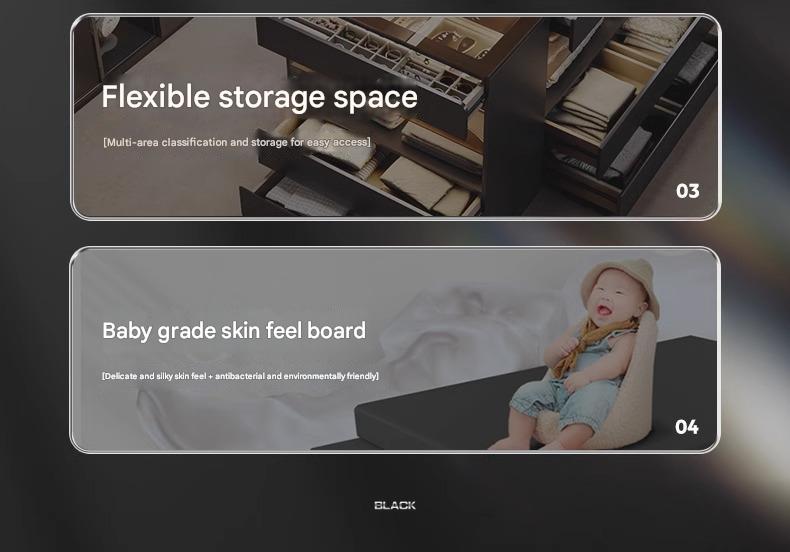 55" Glass Top Modern Dresser Walk-in Closet Island with Jewelry Storage and Light