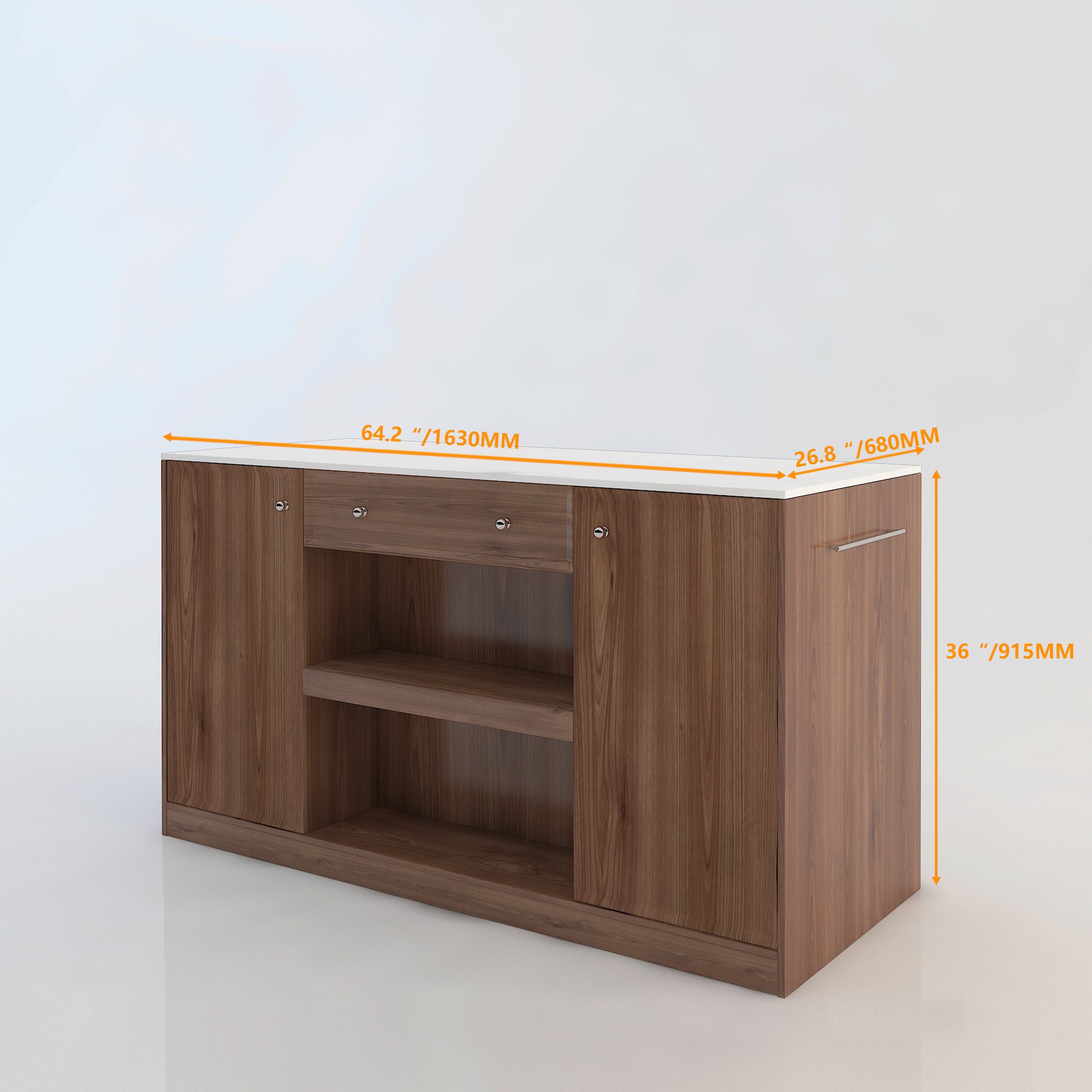 64“Small Kitchen Island with Expandable Dining table and Hidden Storage