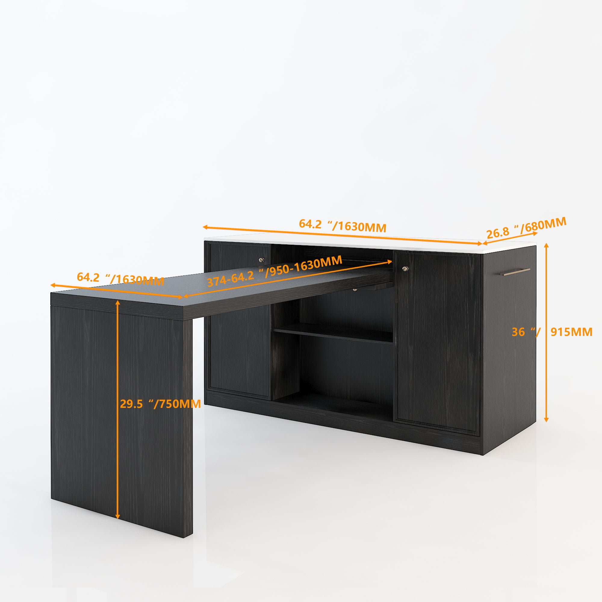 64“Small Kitchen Island with Expandable Dining table and Hidden Storage