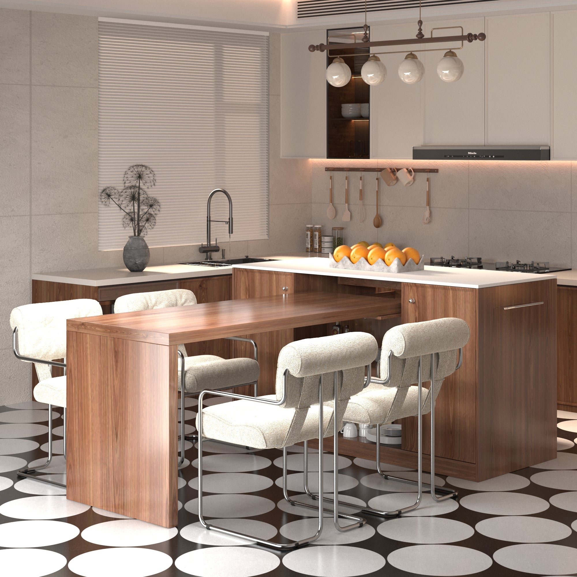 64“Small Kitchen Island with Expandable Dining table and Hidden Storage