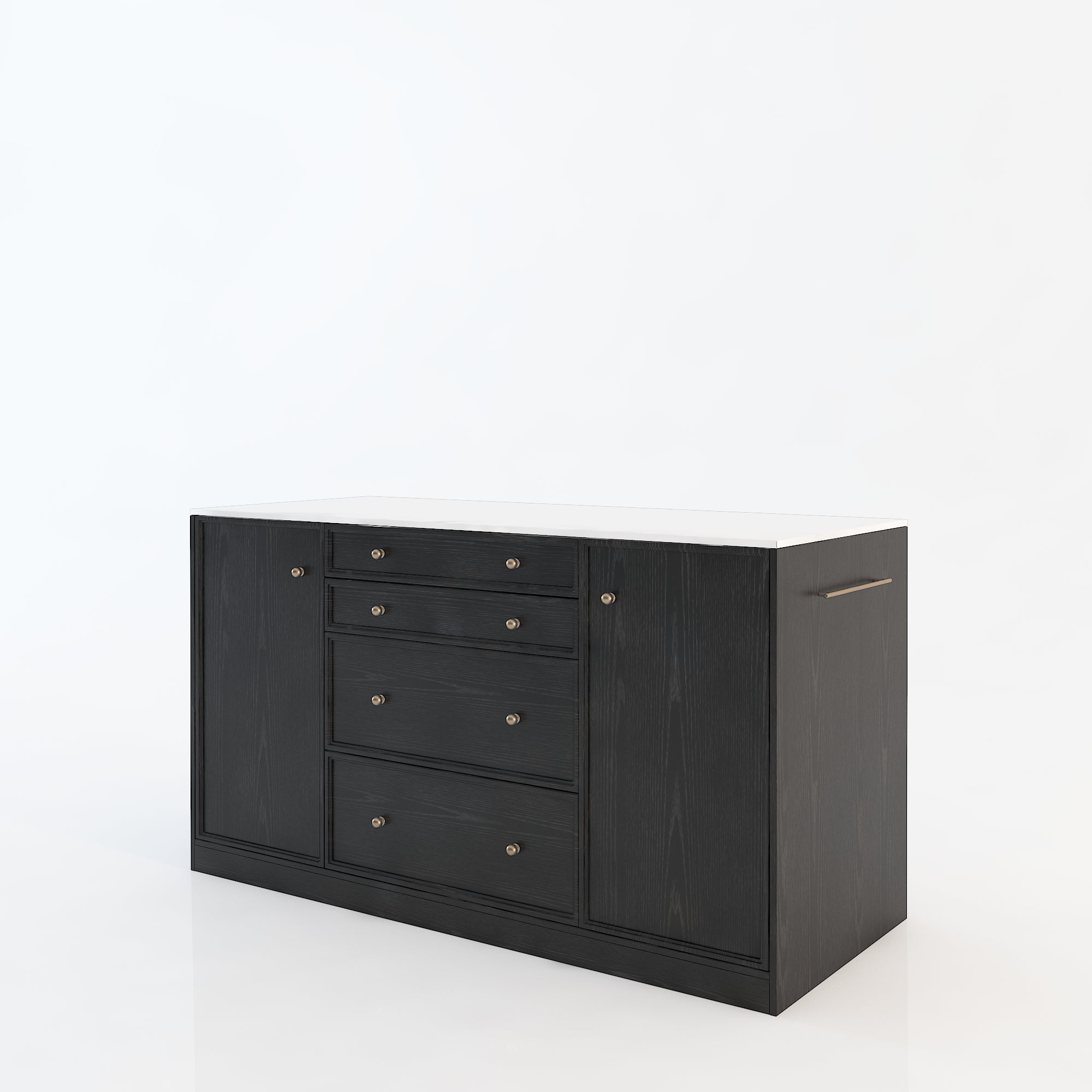 64"Mid-Century Style Kitchen Island with Sintered Stone Top