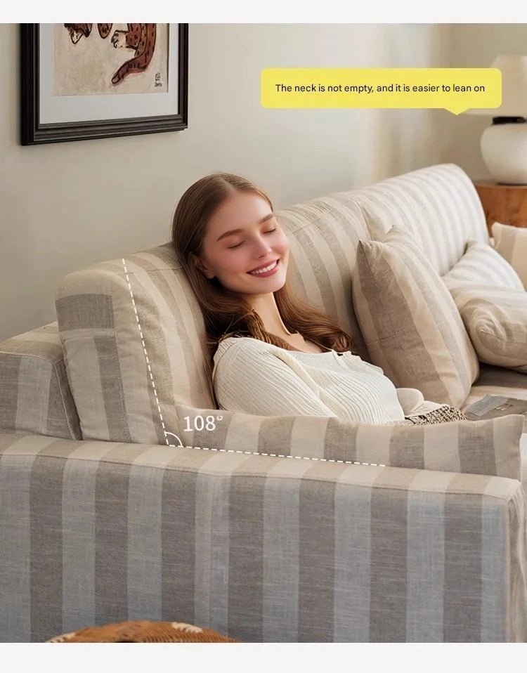 Mid-Century Modern 3-Seater Sofa – Deep Seat, Linen Upholstery, Tool-Free Assembly