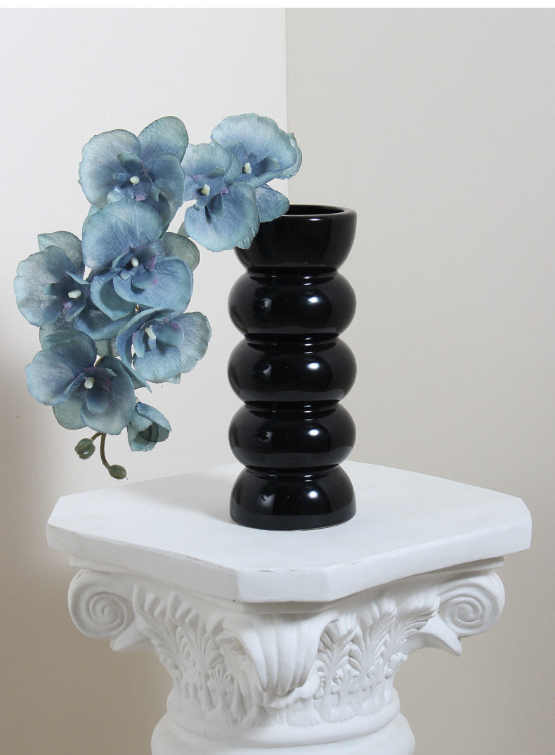 Ceramic vase medieval high sense black retro hydroponic flower arranger ins wind high appearance level small vase