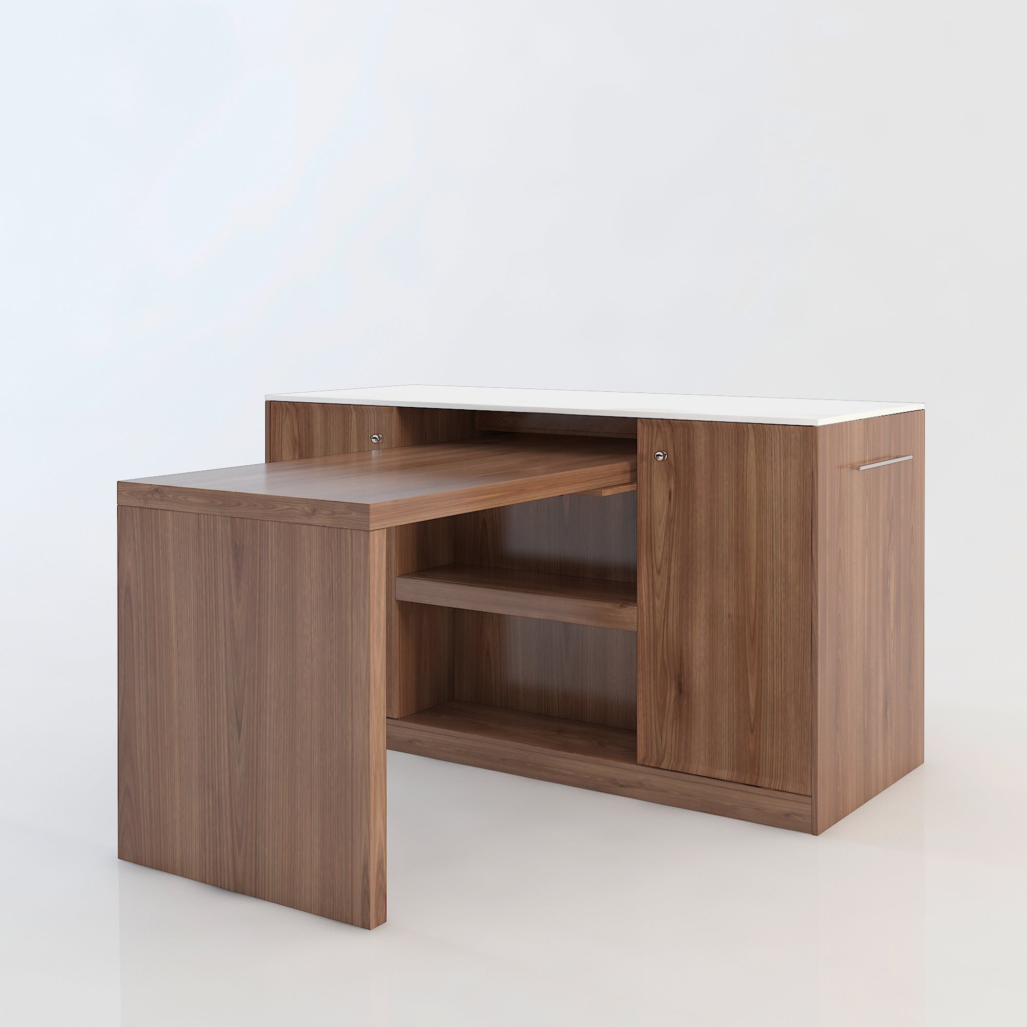 64"Mid-Century Style Kitchen Island with Sintered Stone Top