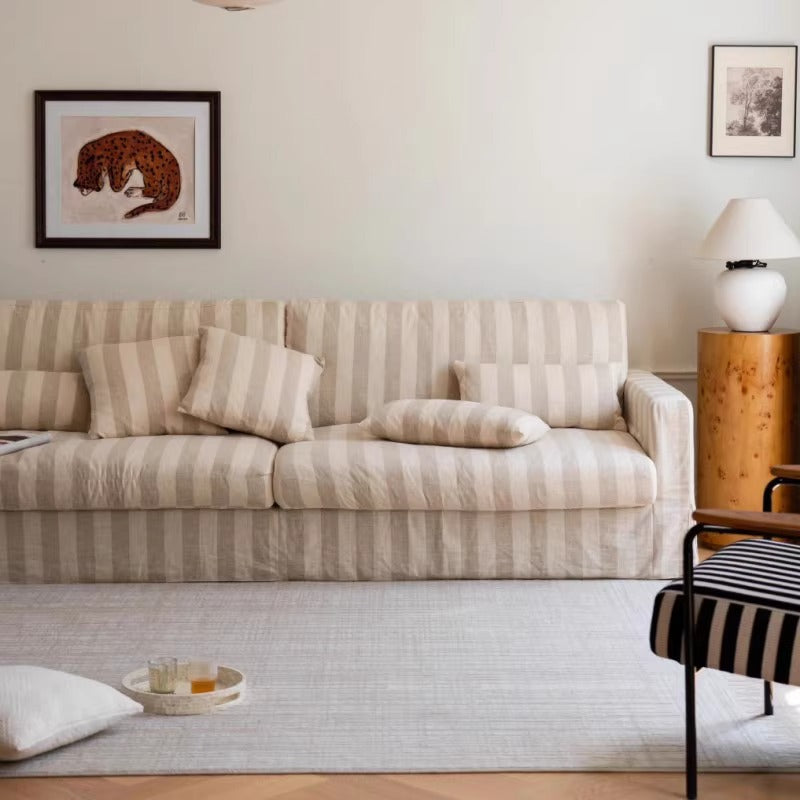 Mid-Century Modern 3-Seater Sofa – Deep Seat, Linen Upholstery, Tool-Free Assembly