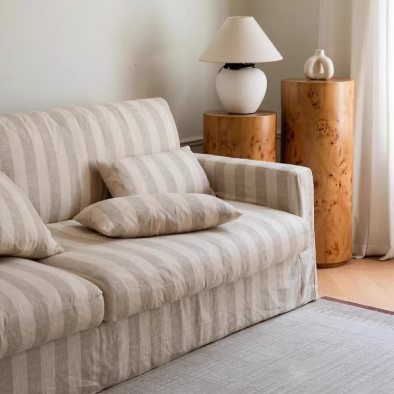 Mid-Century Modern 3-Seater Sofa – Deep Seat, Linen Upholstery, Tool-Free Assembly
