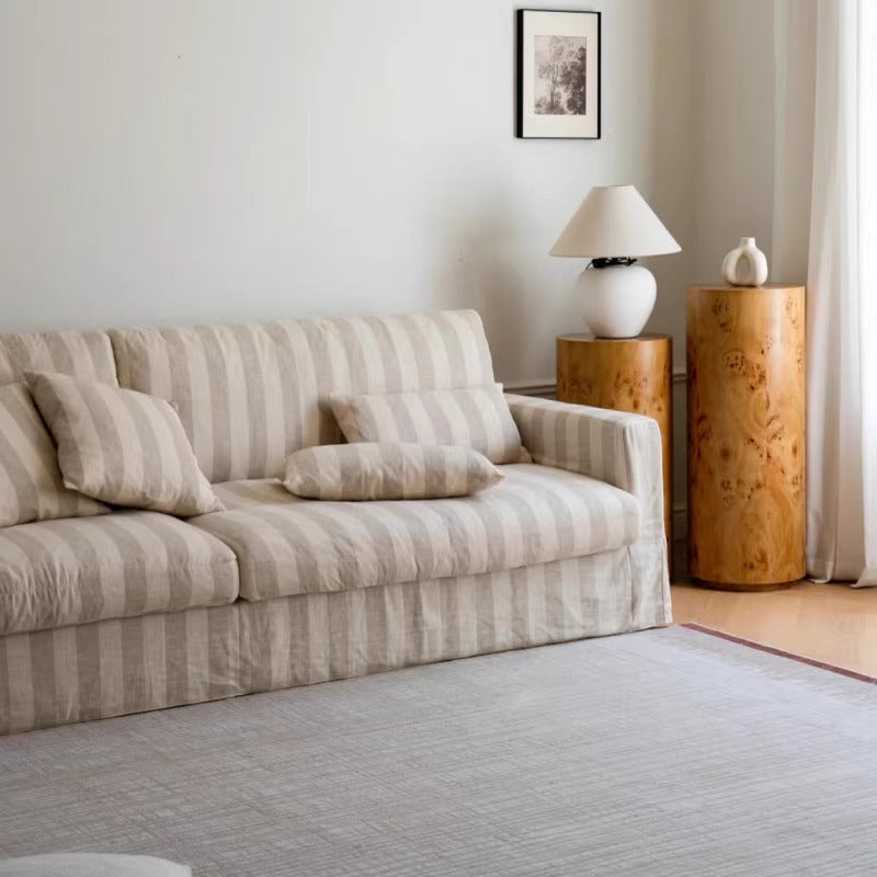 Mid-Century Modern 3-Seater Sofa – Deep Seat, Linen Upholstery, Tool-Free Assembly