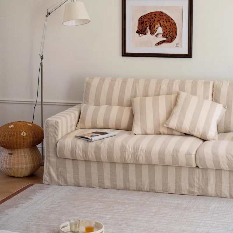 Mid-Century Modern 3-Seater Sofa – Deep Seat, Linen Upholstery, Tool-Free Assembly