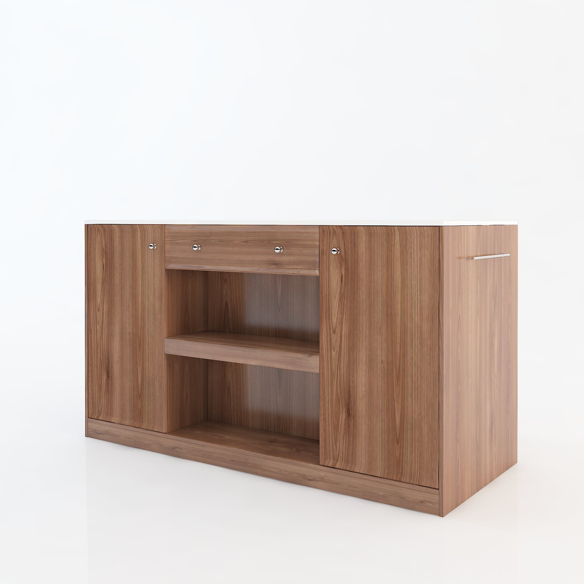 64"Mid-Century Style Kitchen Island with Sintered Stone Top