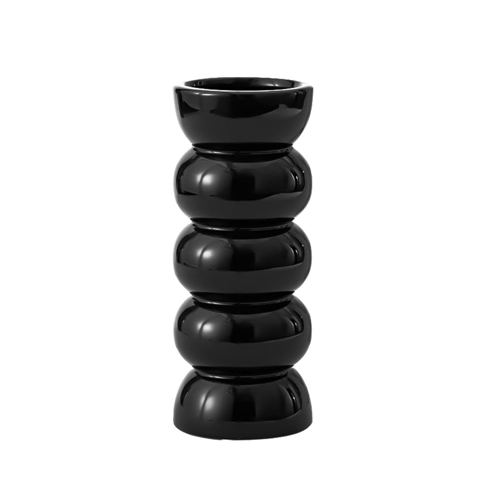 Ceramic vase medieval high sense black retro hydroponic flower arranger ins wind high appearance level small vase