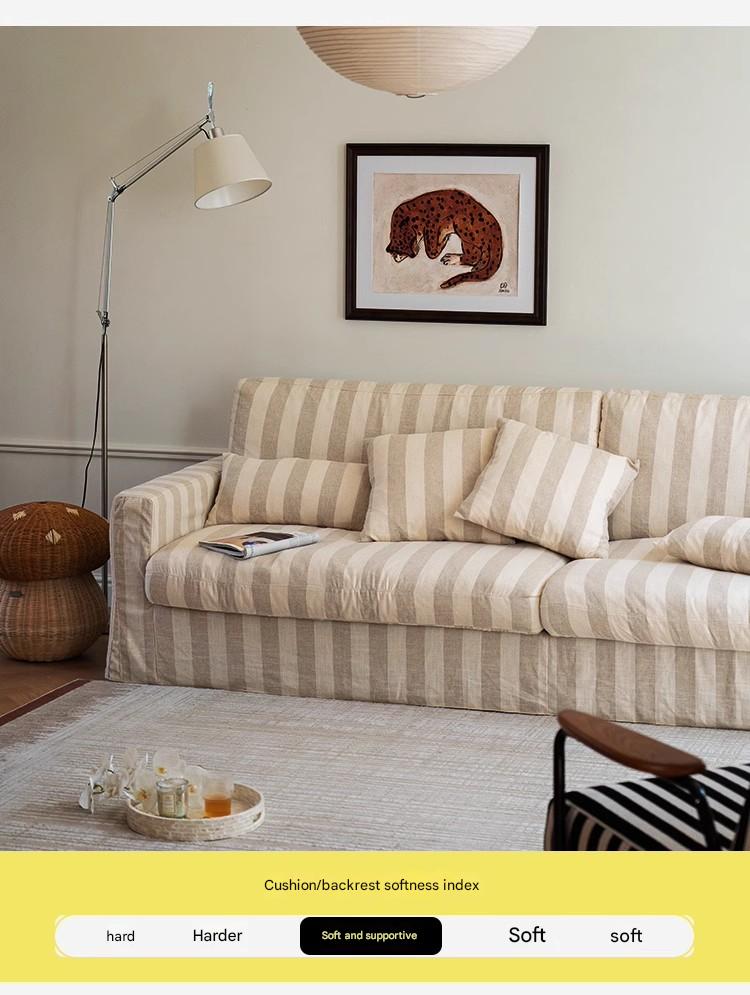 Mid-Century Modern 3-Seater Sofa – Deep Seat, Linen Upholstery, Tool-Free Assembly